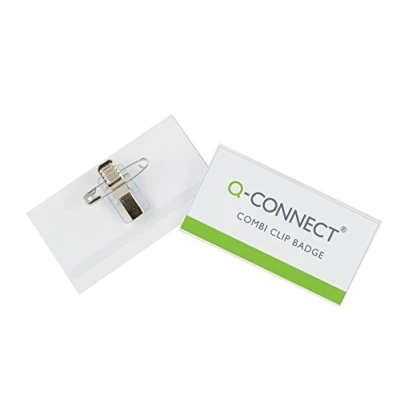 Afbeelding van Q connect Badge Met Combiklem 75 X 40 Mm, Doos Van 50 Stuks