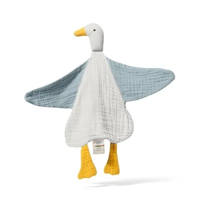 Afbeelding van Mababu Knuffeldier, eendje, geboortecadeau, babyknuffeldier, 100% GOTS biologisch katoen, knuffeldier voor baby&#039;s vanaf 0 maanden, jongens en meisjes (marinegroen/groen)