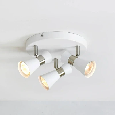 Afbeelding van Plafondlamp folie, 3 lamps wit/staal
