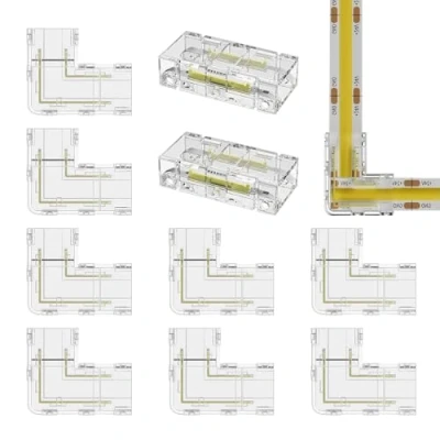 Afbeelding van mizikuu 10 stuks connectoren voor COB ledstrip, 2 polig, 8 stuks, type L/hoek en tussenconnectoren, transparant, gapless ledstrips