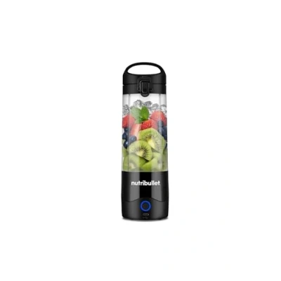 Image de NutriBullet portable blender, blender portable, 475ml sans BPA, mini multifonctions, chargeur USB C, plus de 15 cycles mixage, noir, NBP003B