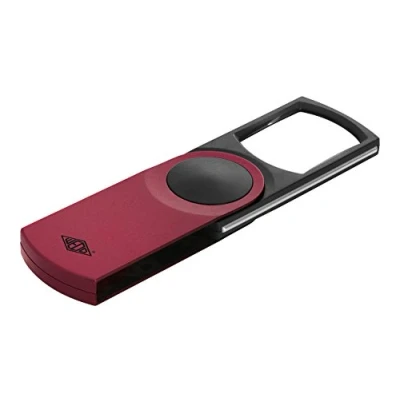 Afbeelding van Wedo Swing It Lichtvergrootglas van kunststof met 3x vergroting en draaibare lens, automatisch ledlicht, 11,2 x 5,0 1,3 cm, inclusief batterijen, metallic rood