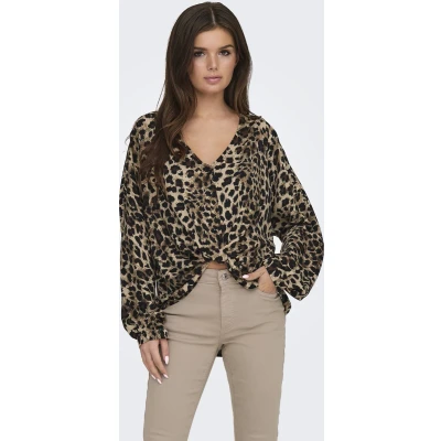 Afbeelding van Only Blouse Onlmasc Thalia Life Ls Sho Knot Top 15342840 Light Taupe Dames Maat L