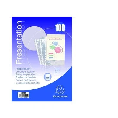 Image de Pochette Exacompta Etui carton de 100 pochettes perforées A4 vertical lisse