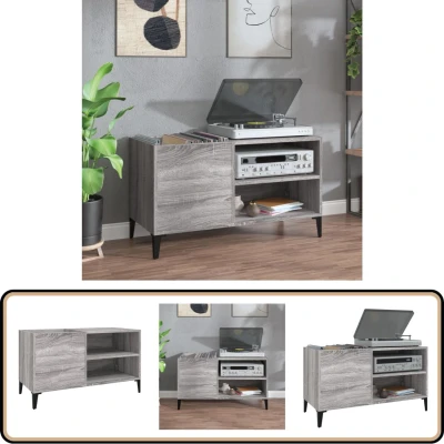 Afbeelding van Platenkast 84,5x38x48 cm bewerkt hout grijs sonoma eikenkleurig