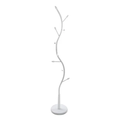 Afbeelding van Versa Swindon kledingrek, minimalistische stijl, met 9 haken of kleerhangers voor kleding tassen, afmetingen (h x b l) 185 32 cm, metaal, kleur: wit