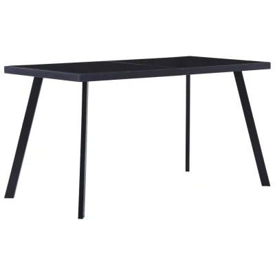 Afbeelding van Eettafel 140x70x75 cm gehard glas zwart