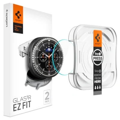 Afbeelding van Spigen Glas.tR EZ gehard glas voor Samsung Galaxy Watch8 Classic, 46 mm, 2 stuks, installatieset, krasbestendig, ultra helder
