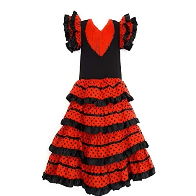 Afbeelding van Flamenco Sevillane jurk voor meisjes, Rood