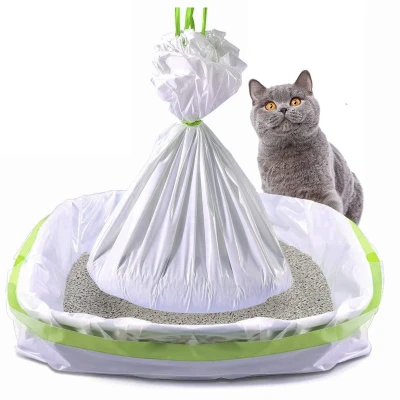 Afbeelding van Kattenbakzakken, zakken met handgrepen voor kattenbak, kattenbakzak, trekkoord, filterzakken, 7 vuilniszakken (breed) als cadeau