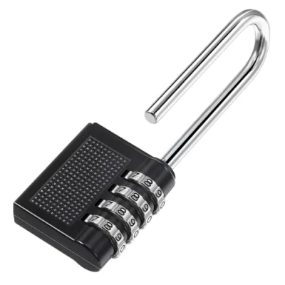 Afbeelding van Oderra Hangslot, 4 cijferig combinatieslot, lange outdoor paddlock, ontworpen voor vergrendeling op afstand, codehangslot, geschikt kluisjes, magazijnen, gereedschapskisten, scholen, zwart,