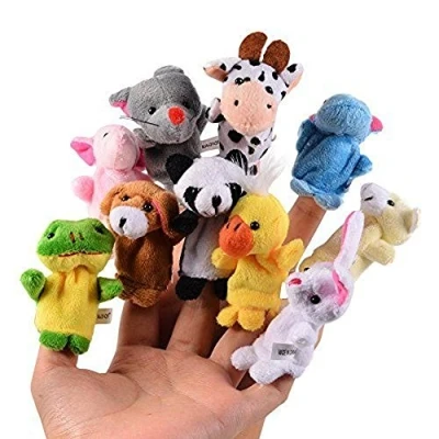 Afbeelding van CHSYOO 10 x kleine dierenvinger pop pluche cartoon hand marionet speelgoed verjaardagscadeau voor kinderen kinderfeest doop baby douche