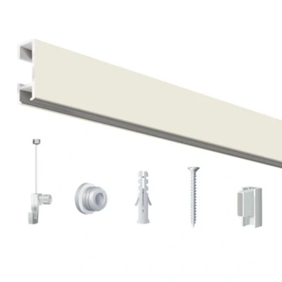 Afbeelding van Click Rail / Ophangrail Mat Wit Complete Set 100 cm