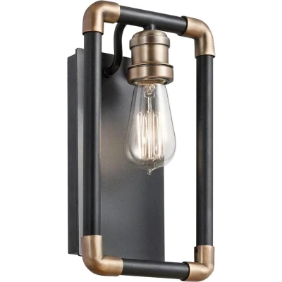 Afbeelding van Kichler LED Wandlamp Imahn 1X E27 Max 60W Black and Natural Brass