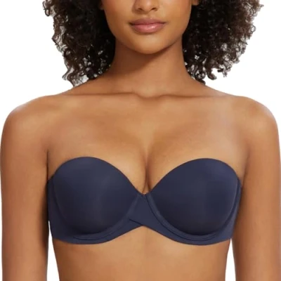 Afbeelding van MELENECA Push up beugel voor dames, gevormd, zonder bandjes, marineblauw