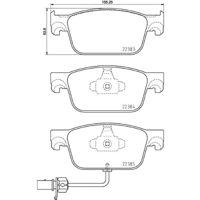 Afbeelding van HELLA 8DB 355 024 951 Remblokkenset Incl. slijtage waarschuwingscontact AUDI: A4 B9 Avant, A5 Sportback, Saloon