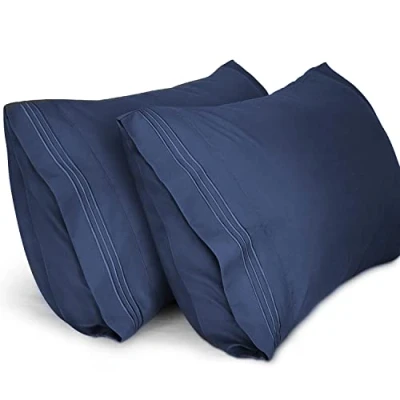 Afbeelding van Lirex 2 stuks kussenslopen, kussenslopen van zachte geborstelde microvezel, hoogwaardig, machinewasbaar, kreukvrij, ademend (blauw, 50 cm x 70 cm)