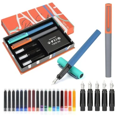 Afbeelding van GC QUILL MU 20 kalligrafie vulpennenset, 5 verschillende veren en 18 inktpatronen, kalligrafieset voor beginners