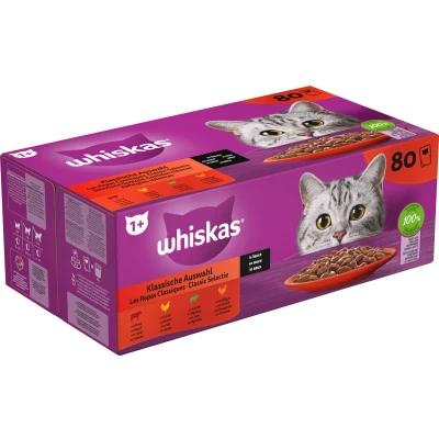 Afbeelding van Whiskas Classic Selectie In Saus Maaltijdzakjes Kattenvoer 80x85 g
