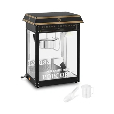 Afbeelding van Royal Catering Popcorn Machine zwart en goud