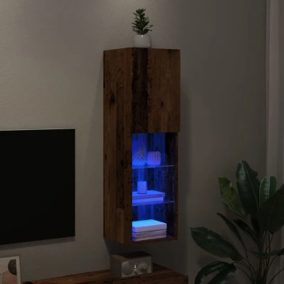 Afbeelding van Tv meubel met LED verlichting 30,5x30x102 cm oud houtkleurig