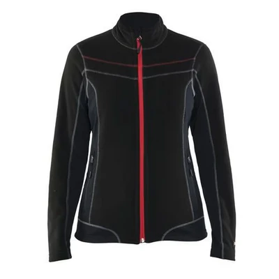 Image de veste micropolaire femme noir/rouge