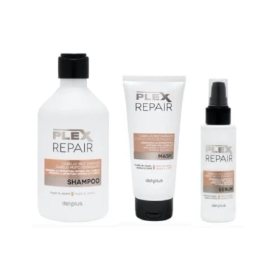 Afbeelding van Pack 3 Shampoo 400 Masker 200 Serum 100 Plex Repair met Argan en Jojoba Deliplus (verpakking van stuks)