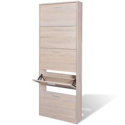 Afbeelding van Schoenenkast hout met 5 opbergvakken eiken look