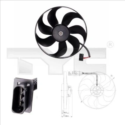 Afbeelding van TYC 802 0009 Radiator Ventilator voor voertuigen Zonder airco 345 80/120 ventilatorraamwerk VOLKSWAGEN: Polo IV Hatchback, Bora Saloon