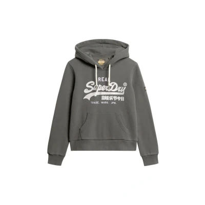 Afbeelding van Superdry Embellished Vintage LOGO Graphic Hoodie, Dames, Maat: 42, Washed black