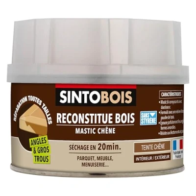 Afbeelding van SINTOBOIS Houtpasta, voor hoeken en grote gaten, reconstructie van ontbrekende delen, binnen buiten, hoge sterkte hechting, droog in 20 minuten, eik, professionele techniek, 190 g