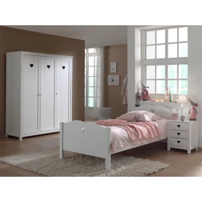 Afbeelding van LUCEVI Amori bed + Nachtkastje 3 Deurs Kleerkast Wit 90x200 cm