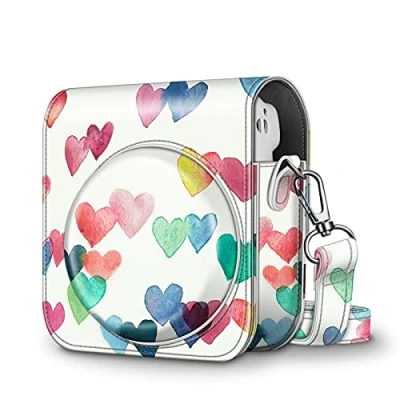 Afbeelding van Fintie Case Tas voor Fujifilm Instax Mini 11 Camera Premium Kunstleer Cameratassen Cover met Afneembare Regenboog Schouderriem (Z Regent Harten)