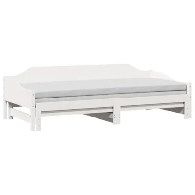 Image de vidaXL lit de jour avec gigogne blanc 90x190 cm bois pin massif