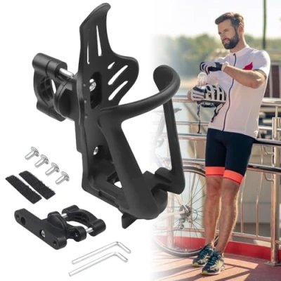 Afbeelding van Flessenhouder fiets, bekerhouder fiets 360 graden rotatie instelbaar, motorfiets bidonhouder voor racefiets mountainbike kinderwagen rolstoel