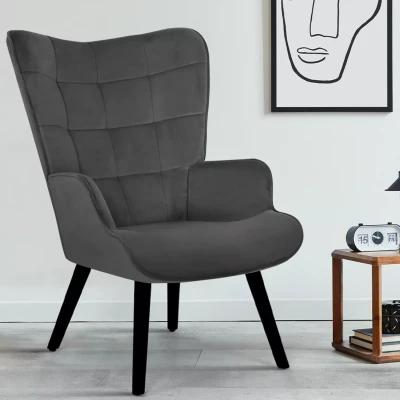 Image de Fauteuil scandinave ANIA en velours gris