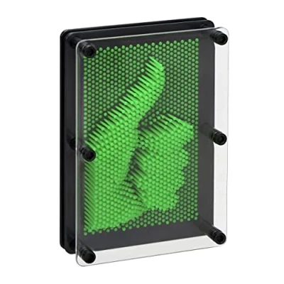 Afbeelding van Relaxdays pin art 3D spijkerspel gekleurde pinnen afdrukken pinpression groen