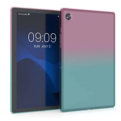 Afbeelding van kwmobile hoes geschikt voor Samsung Galaxy Tab A8 10.5 (2021) siliconen beschermhoes tablet Tweekleurig design roze / blauw transparant
