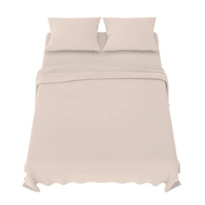 Afbeelding van Dreamzie Poligino Beddengoed, 150 x 200 cm, 4 delig, van microvezel, hoeslaken, bedlaken voor tweepersoonsbed, 230 270 2 kussenslopen 50 80 Oeko Tex gecertificeerd, beige