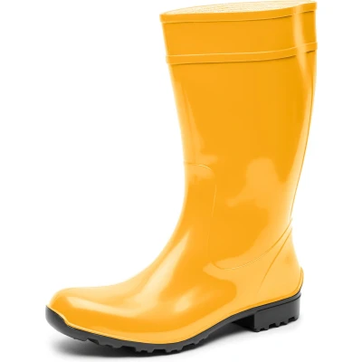 Afbeelding van Ladeheid LA LMG 930 Elke Dames Regenlaarzen Rubber Enkelhoogte PVC Waterdicht Geel 36