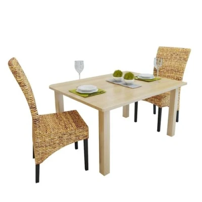 Afbeelding van vidaXL Eetkamerstoelen 2 st abaca en massief mangohout