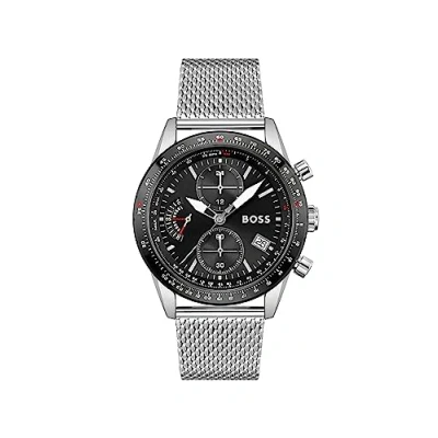 Afbeelding van BOSS Pilot Edition Heren Chronograaf Quartz Horloge, zwart., armband