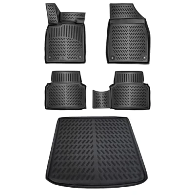 Afbeelding van ELMASLINE kofferbakmat voor VW Caddy 5 (V) 2020 2025, hoge rand, cm extra rubberen mat de kofferbak, en