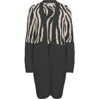 Afbeelding van ONLY Onljade Zebra Cardigan Vest, Dames, Maat: XS, Pirate black/whitecap gray