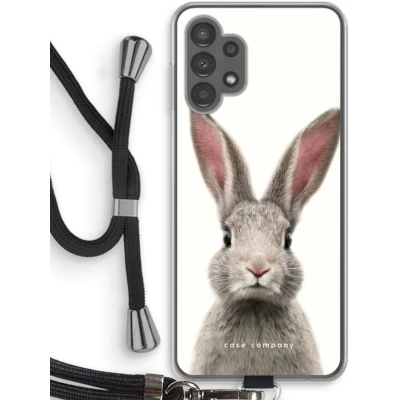 Afbeelding van Case Company® hoesje met Koord geschikt voor Samsung Galaxy A13 4G Daisy Telefoonhoesje Zwart Bescherming aan alle Kanten en Over de Schermrand