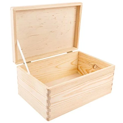 Afbeelding van Creative Deco Grote Houten Doos Opberg Kist 30 x 20 14 cm (+/ 1cm) met Deksel Borst voor Decoratie Decoupage Perfect Documenten, Voorwerpen, Speelgoed, Gereedschap RUW EN ONVERZEGELD