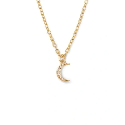 Afbeelding van SINGULARU Halsketting Over the Moon van 925 zilver met 18kt of rhodium vergulde afwerking Ketting maanmotief en zirkonia details Lengte 40 cm Damessieraden, Eén maat,