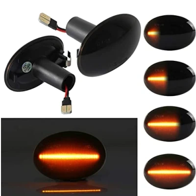 Afbeelding van OZ LAMPE 2 stuks zijknipperlichten, compatibel met BMW Mini Cooper R55 Clubman R56 Hatch R57 Convertible R58 Coupe R59 Roadster, dynamische led zijweergave rook repetitor