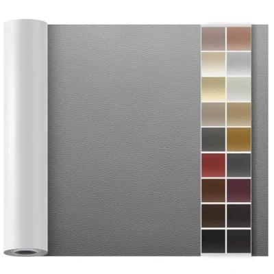 Afbeelding van OAZ Kunstlederen reparatieset, zelfklevend, 90 x 200 cm, reparatieset voor leer, zelfklevende patch autostoelen, meubels, bank, tassen, donkergrijs