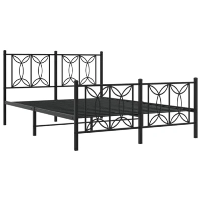 Image de vidaXL Cadre de lit métal sans matelas avec pied noir 135x190cm352497